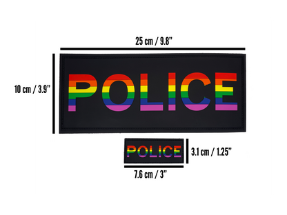 1 PACK - Pride Police VELCRO® PVC All-Weather Rainbow Patch Set 9.8" wide by 3.9" tall