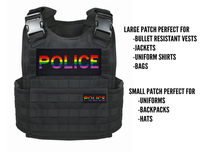 1 PACK - Pride Police VELCRO® PVC All-Weather Rainbow Patch Set 9.8" wide by 3.9" tall