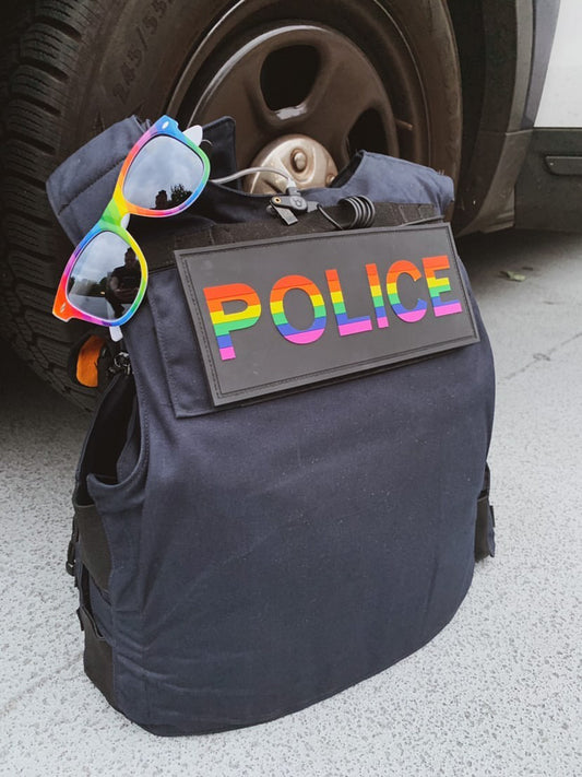 1 PACK - Pride Police VELCRO® PVC All-Weather Rainbow Patch Set 9.8" wide by 3.9" tall